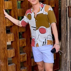 ZARA geometric print button up